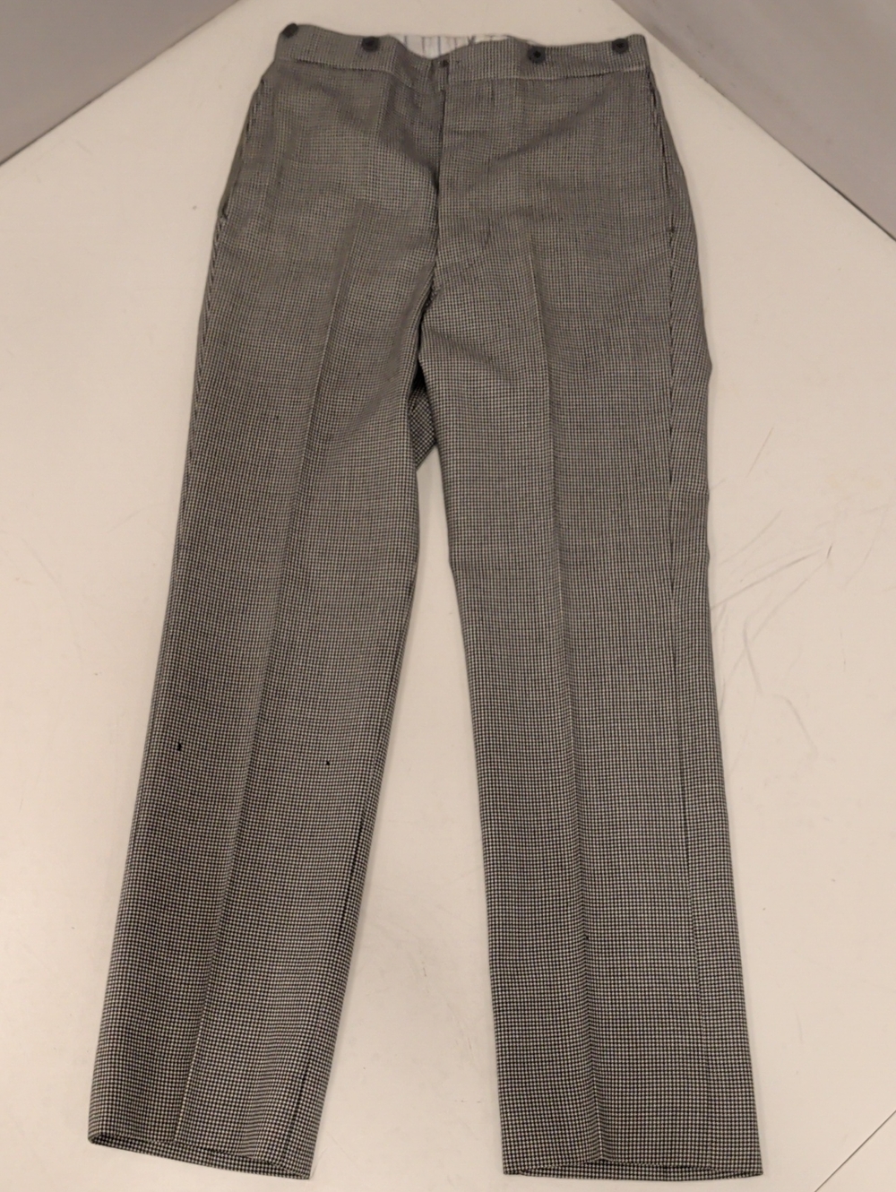 Vintage London Made Houndstooth Micro Check Dress Trousers For Suspenders Suit